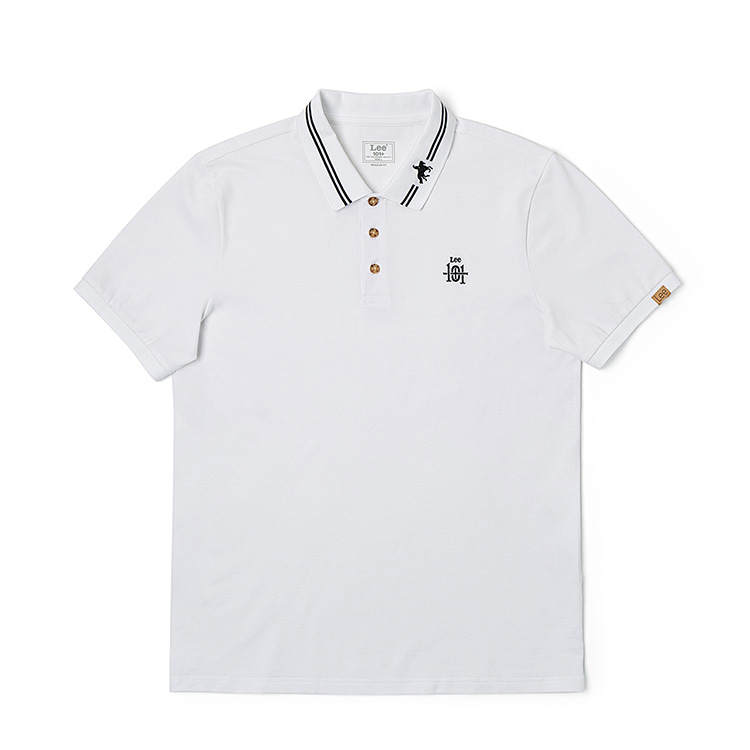 Lee Polo Shirts Men's White Polo Collar Moderate Straight Fit