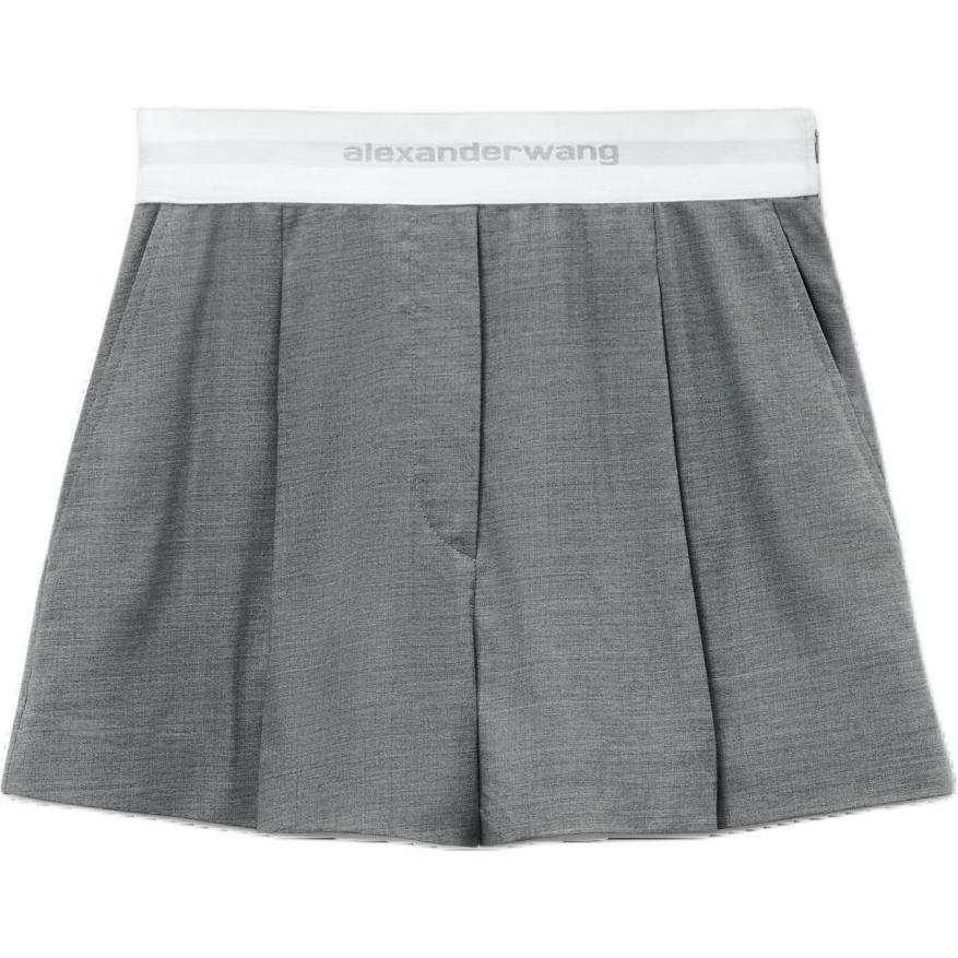 Alexander Wang logo-waistband pleated shorts
