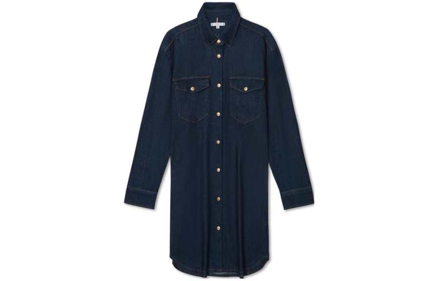 Tommy Hilfiger Long Sleeved Dress Women's Dark Denim Blue