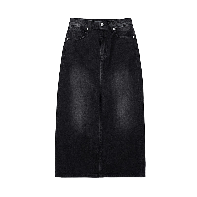 SPAO Denim Long Skirts Women's Moderate Mid Length Bodycon Skirt