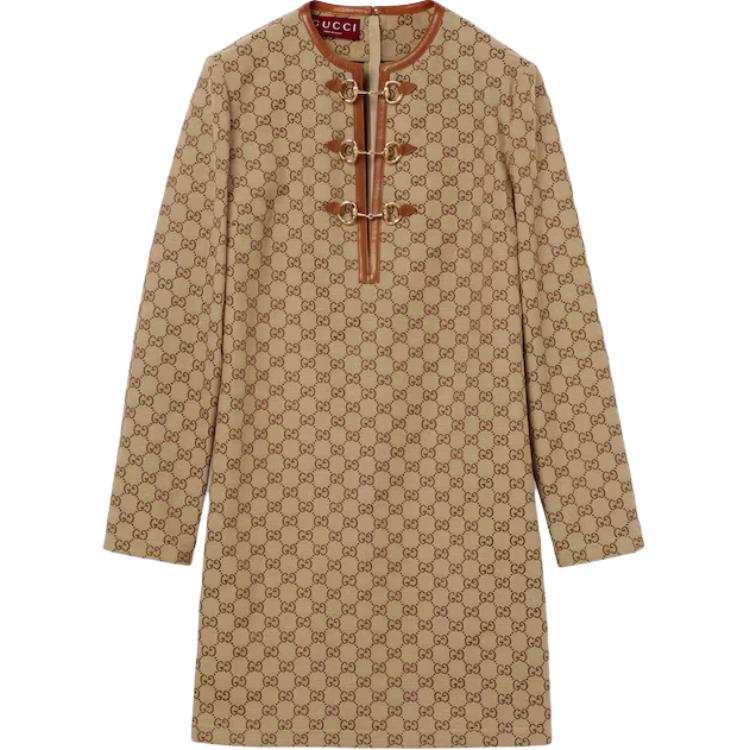 GUCCI Monogrammed Long Sleeve Mini Dress
