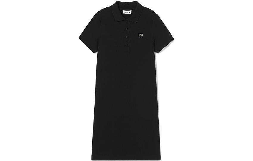 LACOSTE Short Sleeved Dresses Women's Black Moderate Mid Length