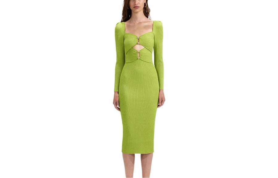 Self-portrait Self Portrait Long Sleeved Dresses Women's Fruit Green Moderate