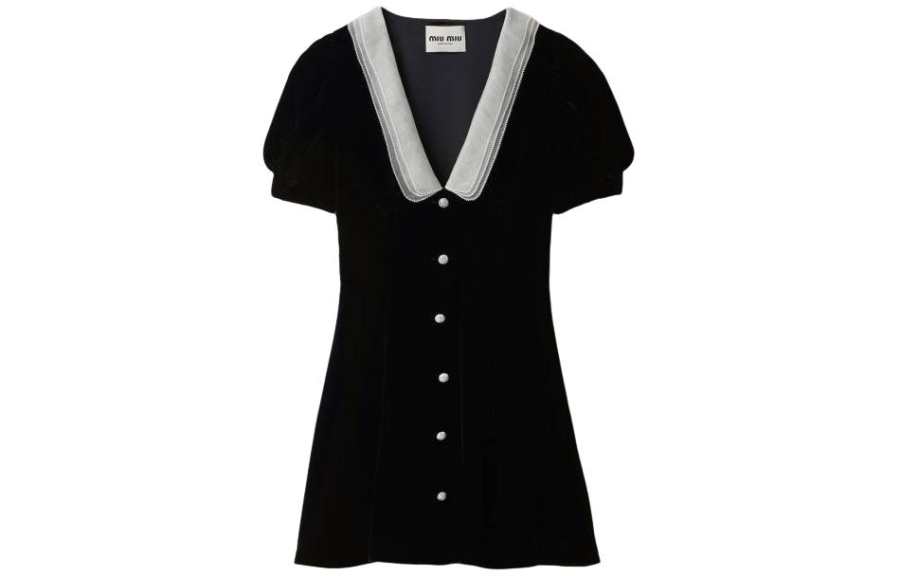 Miu Miu Short-Sleeved Flare Mini Dress