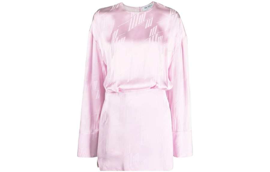 The Attico logo-jacquard satin dress