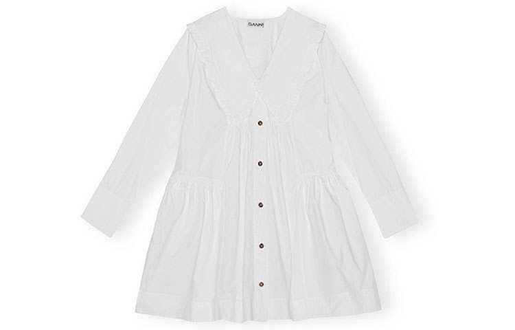 GANNI Ruffled-Trim Mini Dress