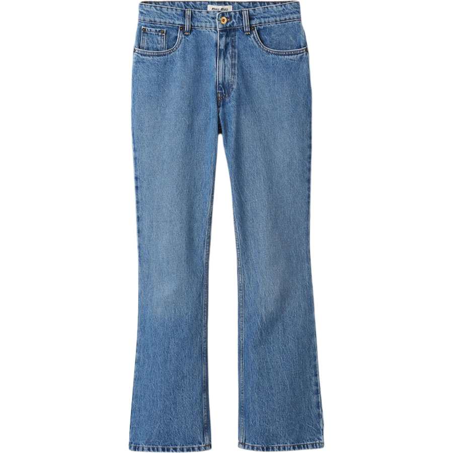 MIU MIU Miu Miu logo-embroidered flared jeans