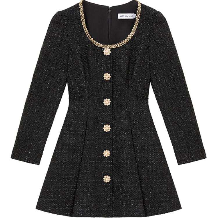 Self-portrait Self portrait Long Sleeved Dress Women's Classic Black