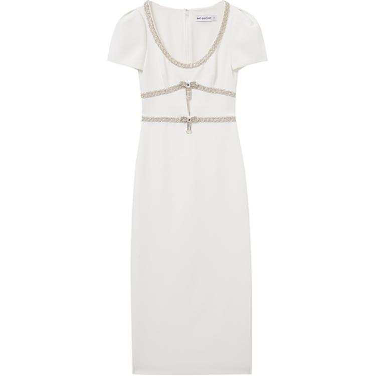 Self-portrait Self portrait Short Sleeved Dress Women's Pure White