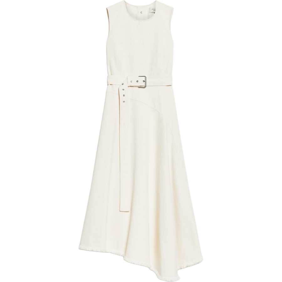 WEEKEND MaxMara Durata Collection Sleeveless Cotton Bull Denim Dress Sleeveless Dress Women's White