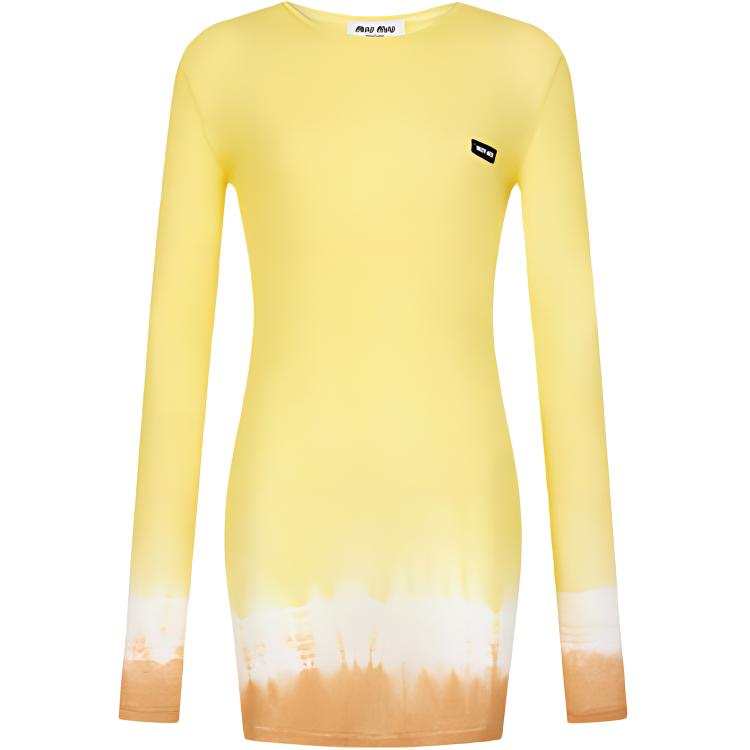 MIU MIU SS24 Long Sleeved Dress Women's Yellow