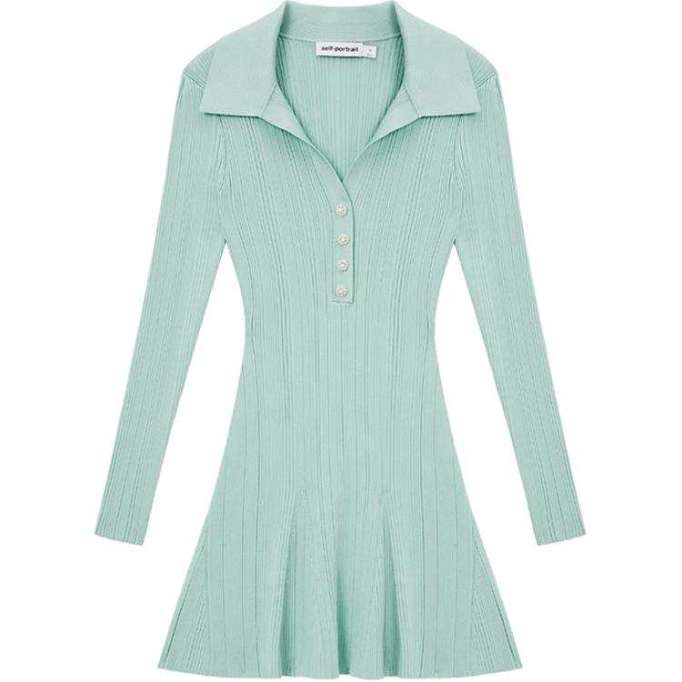 Self-portrait Self portrait Long Sleeved Dress Women's Mint Green