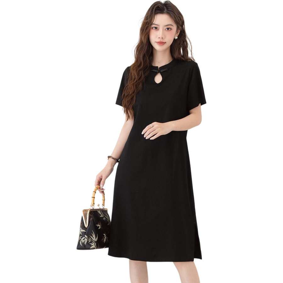 BALENO New Chinese Style Cheongsam Premium Aesthetic Cinched Waist Fairy Dress Petite Chinese Style Short Sleeved Dress