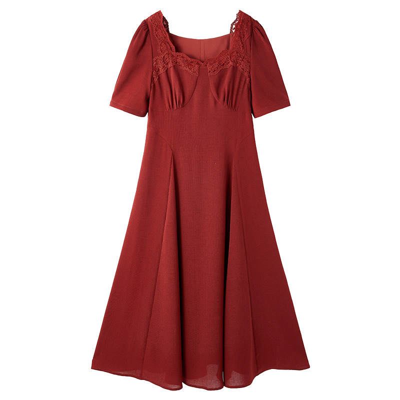 XIANGYING Short Sleeved Dress Women's Red