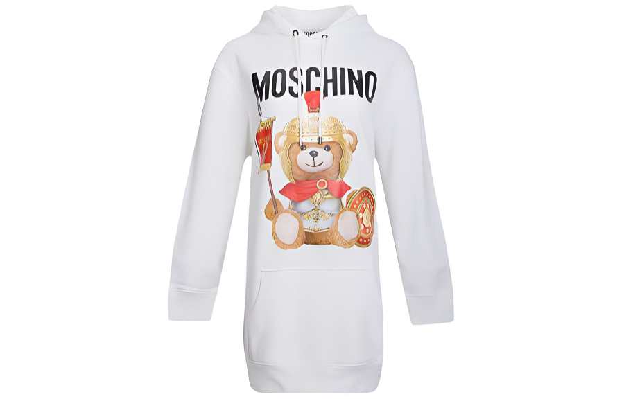 MOSCHINO Long Sleeved Dresses Women's White Crew Neck Mid Length