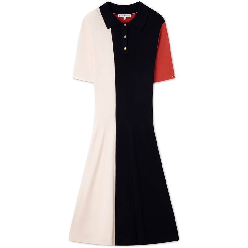 Tommy Hilfiger Short Sleeved Dress Women's Red White Black Multicolor