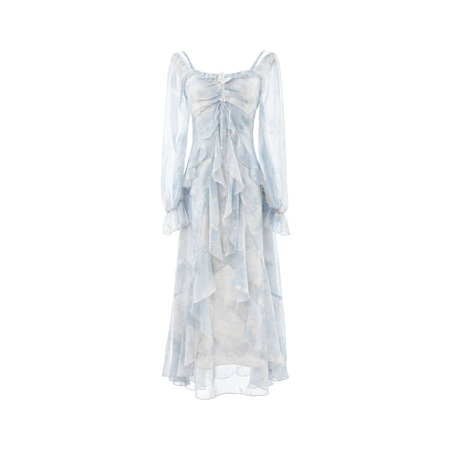 PAVLISOVA Long Sleeved Dress Women's Mist Gilded Blue