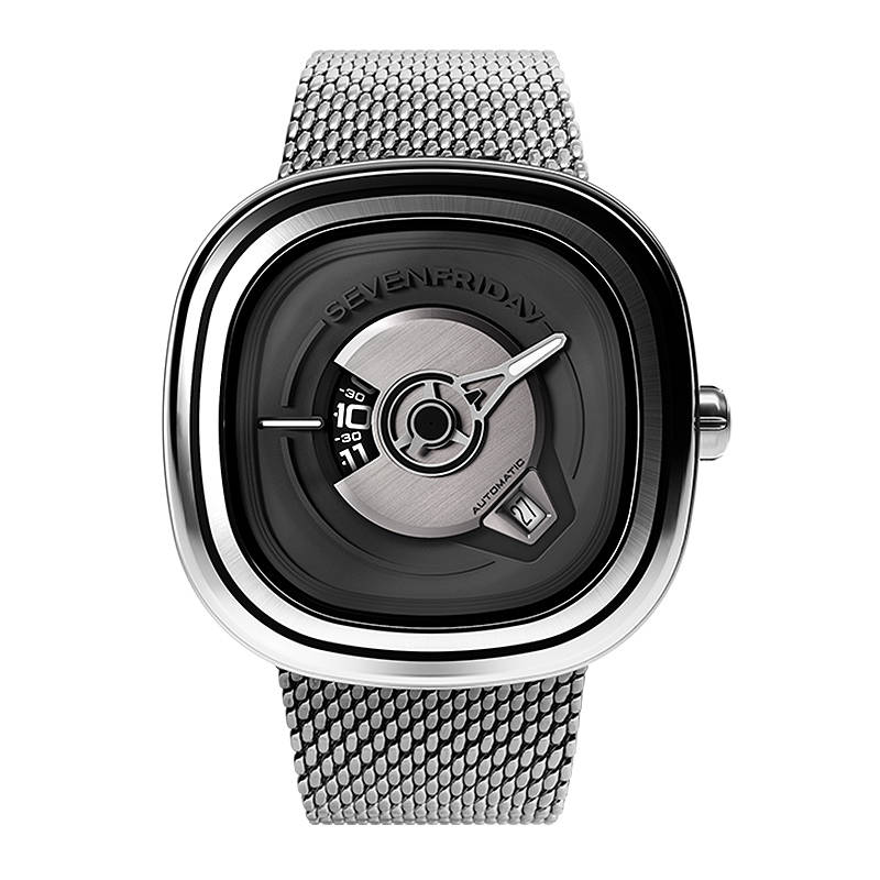 SEVENFRIDAY PE Automatic Mechanical Movement Men's Watches Watch Black Dial Stainless Steel Watchband