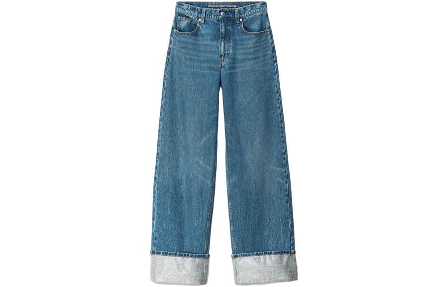 Alexander Wang Jeans Women's Dark Blue Moderate Straight Fit Pants