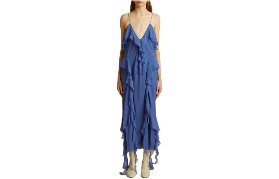 Khaite The Pim ruffle-trim silk midi dress