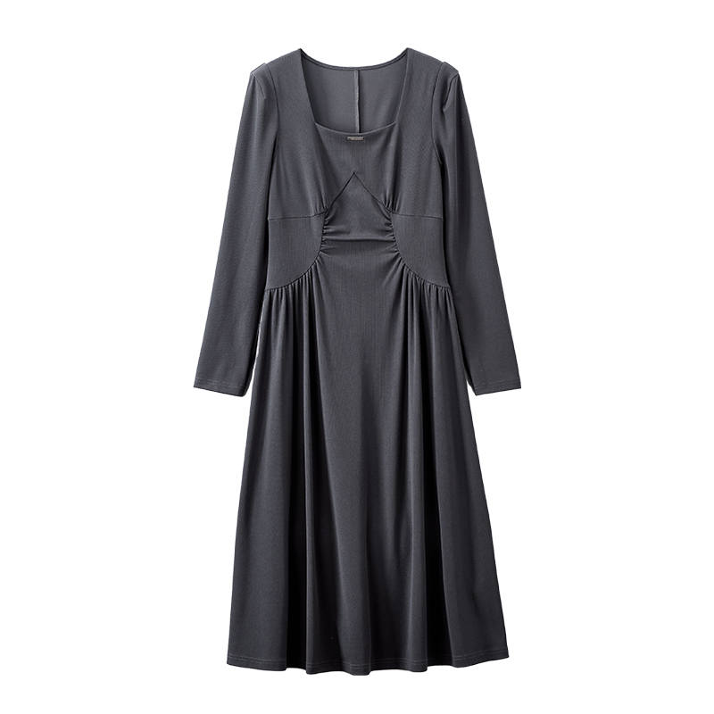 XIANGYING Long Sleeved Dress Women's Gray