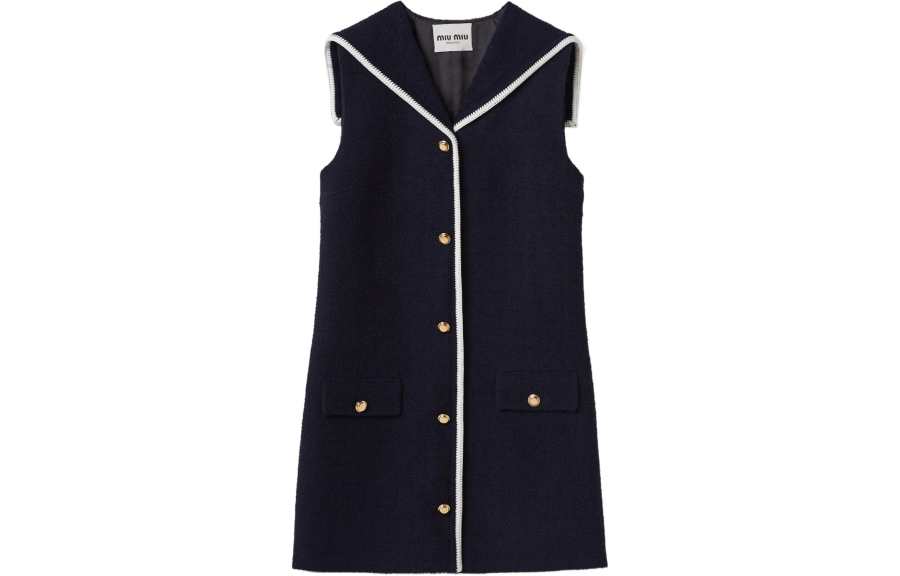 MIU MIU SS24 Sleeveless Dress Women's Marine Blue