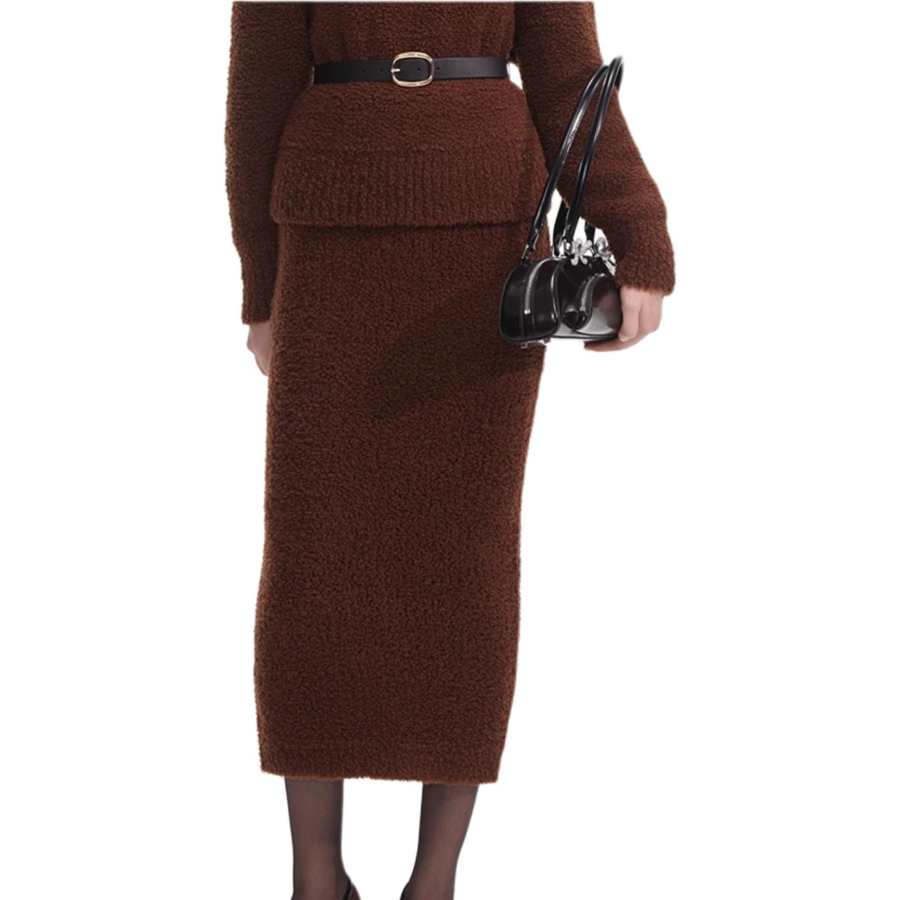 Self-portrait Self portrait Knit Long Skirt Women's Dark Brown