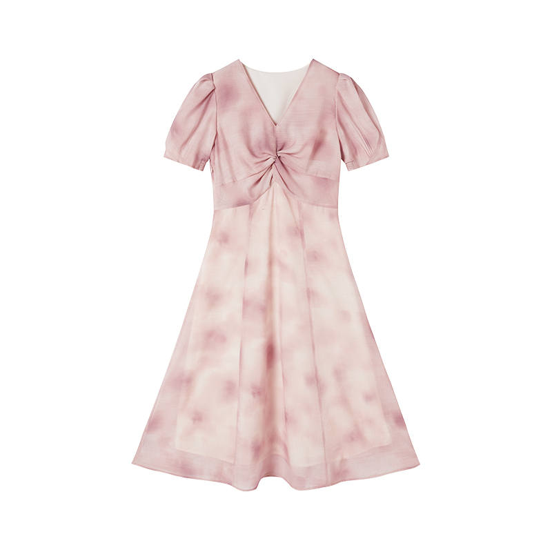 XIANGYING Short Sleeved Dress Women's Pink