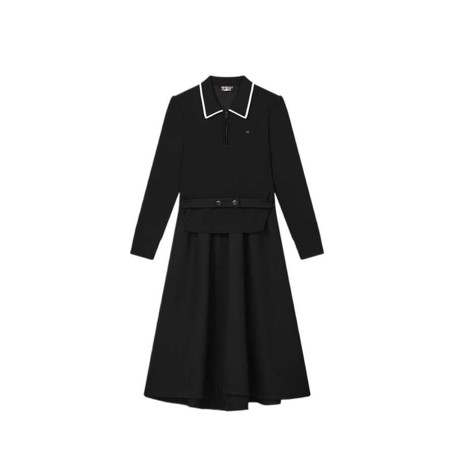 FILA WHITE SS25 Long Sleeved Dress Women's Jet Black