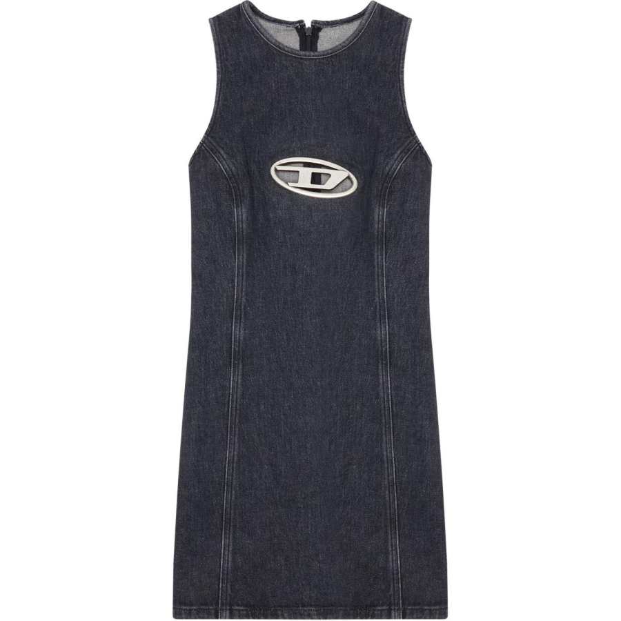 Diesel De-Ferriz-Fsd Oval D Plaque Denim Mini Dress