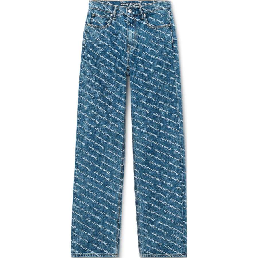 Alexander Wang logo print sequined mid-rise straight leg trousers