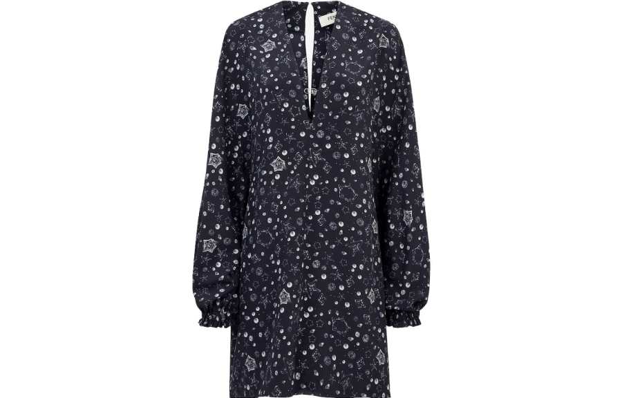 FENDI FW23 Long Sleeved Dress Women's Dark Blue