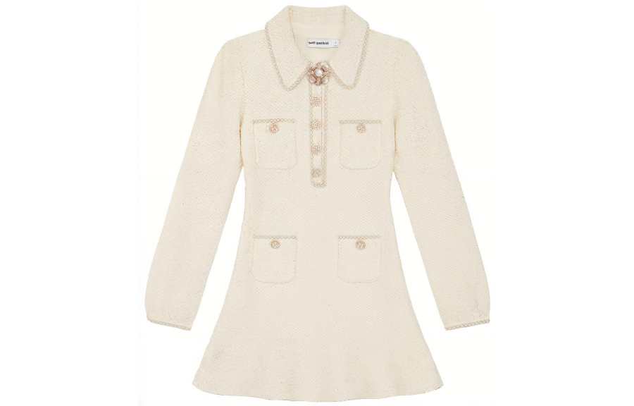 Self-portrait Self portrait Long Sleeved Dress Women's Ivory White