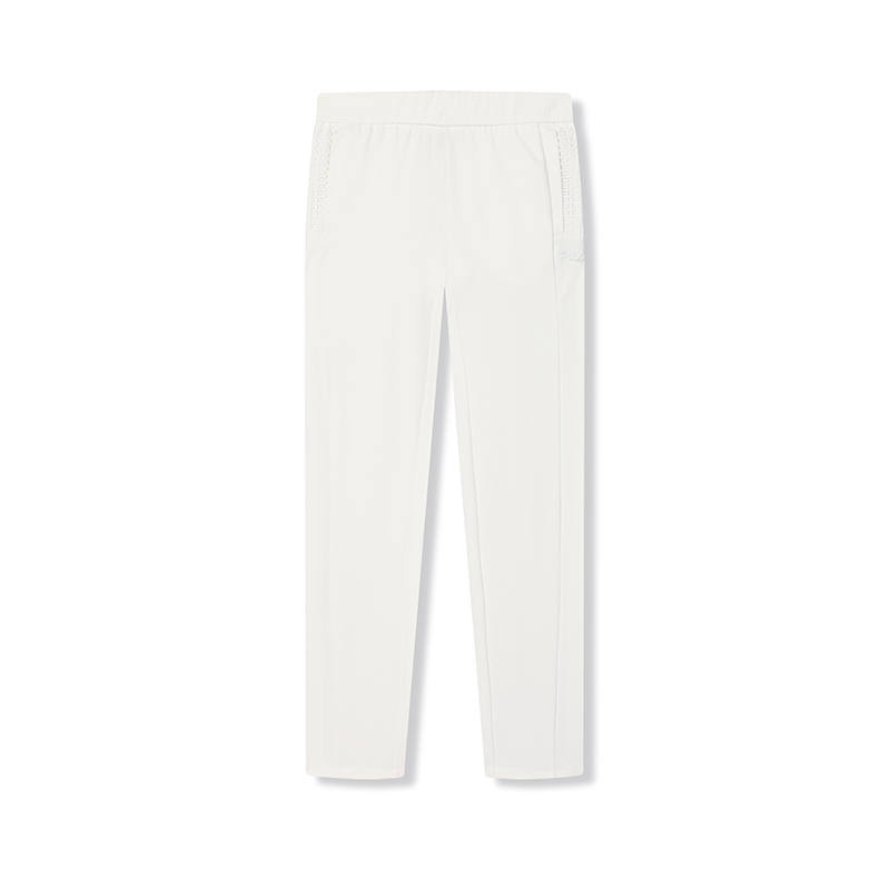 FILA Knitted Sweatpants Women's Cloud White Moderate Straight Fit Pants