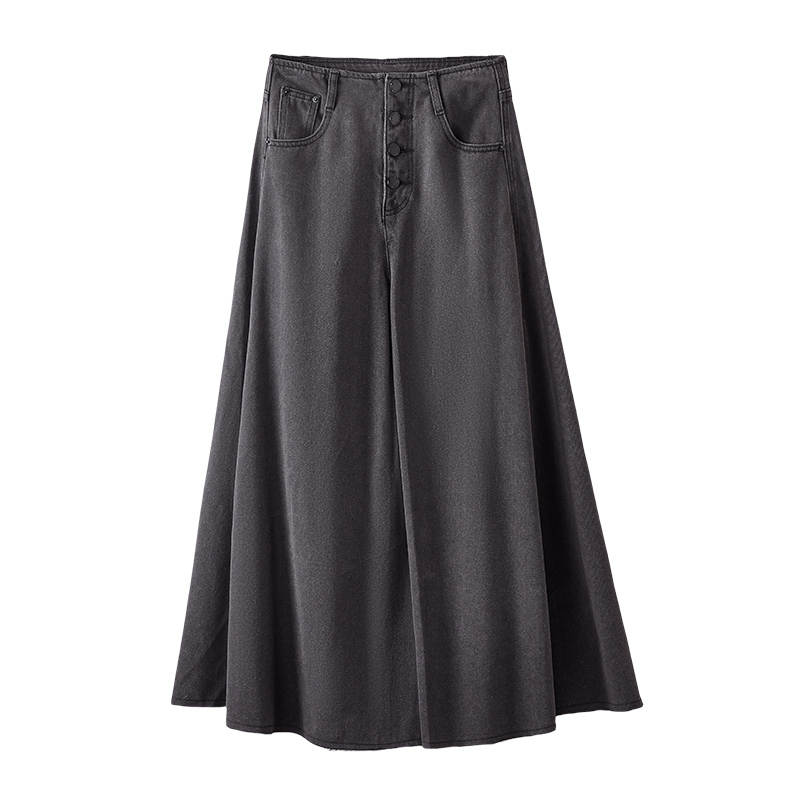 XIANGYING Denim Long Skirt Women's Gray