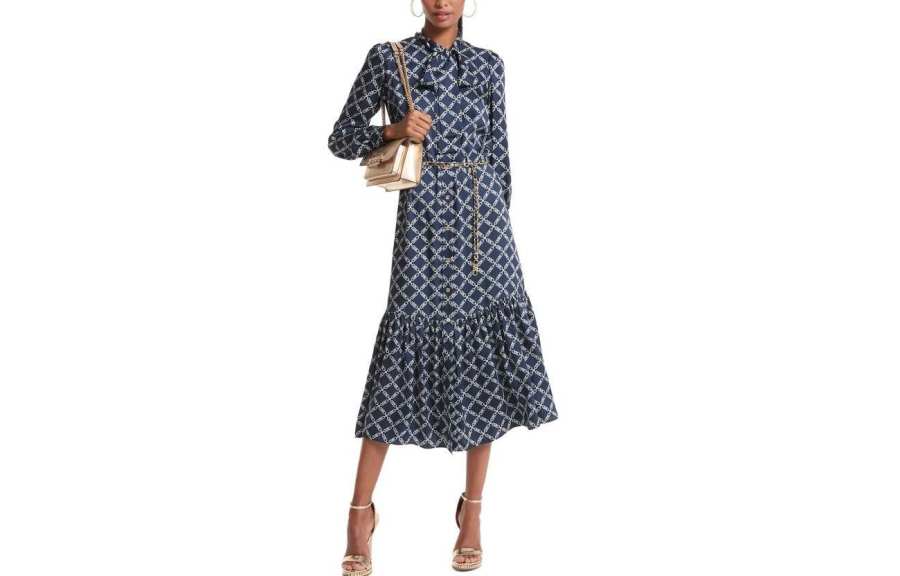 MICHAEL KORS Long Sleeved Dresses Women's Navy Blue Moderate Long