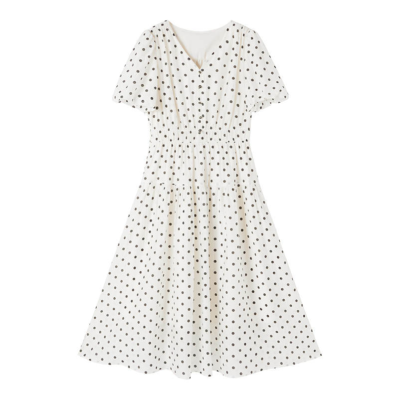 XIANGYING Short Sleeved Dress Women's Polka Dot