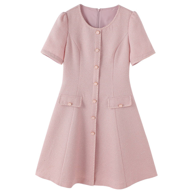 XIANGYING Short Sleeved Dress Women's Pink