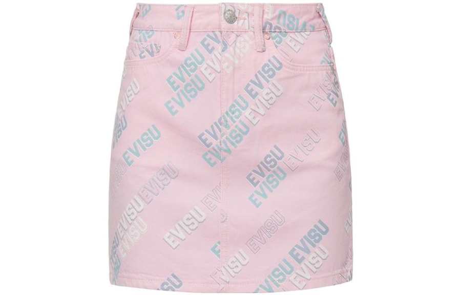 EVISU Casual Short Skirts Women's Light Pink Moderate Short A Line Skirt