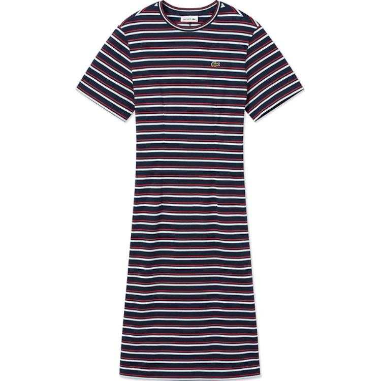 LACOSTE SS25 Short Sleeved Dress Women's Red White/Dark Blue