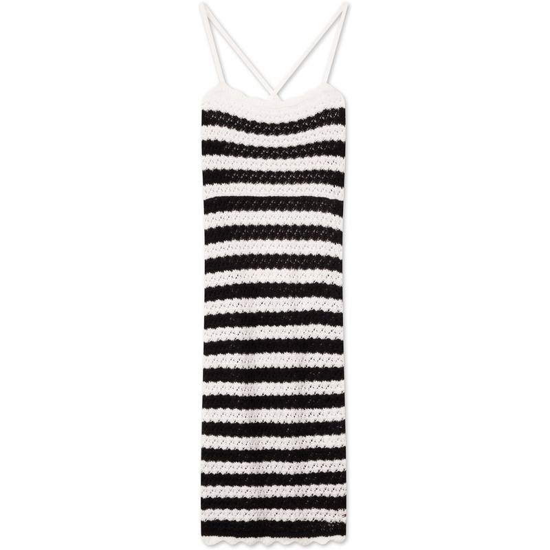 Tommy Hilfiger Slip Dress Women's Black White Stripes