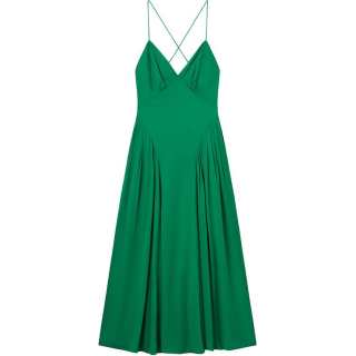 Self-portrait Lace-up Pleated Maxi Dress