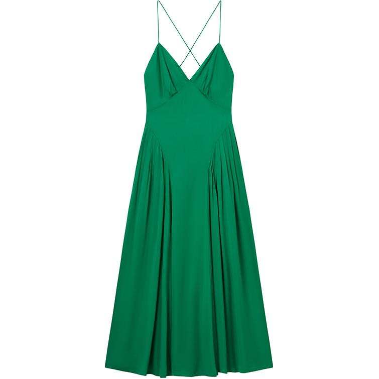 Self-portrait Lace-up Pleated Maxi Dress