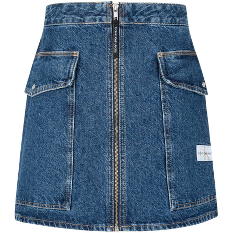 Calvin Klein Denim Short Skirts Women's Denim Blue Moderate Short A Line Skirt