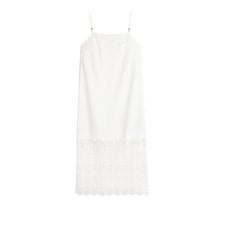ELLE Slip Dresses Women's Ecru Boat Neck Moderate Long