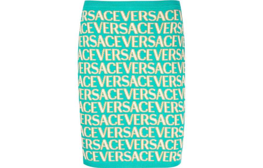 VERSACE VERSACE Allover Logo Jacquard Knitted Mini Skirt