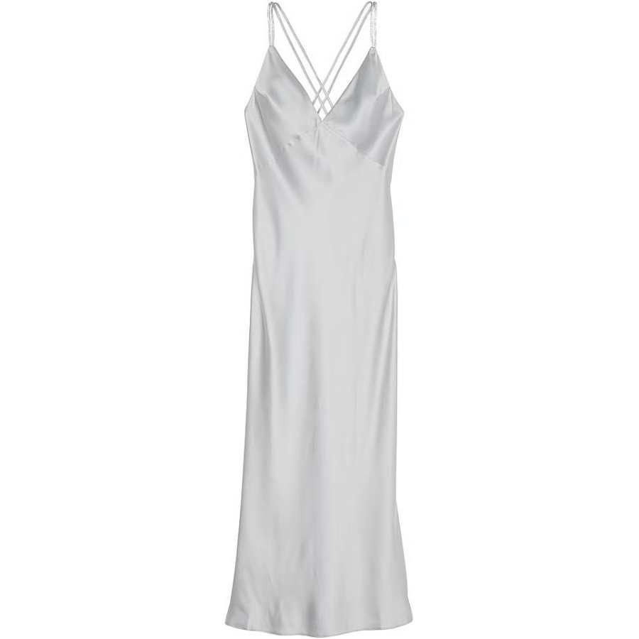 Victoria's Secret Twinkle Strap Satin Long Slip Dress/SILVER PEARL Slip Dress Women's Silver Pearl