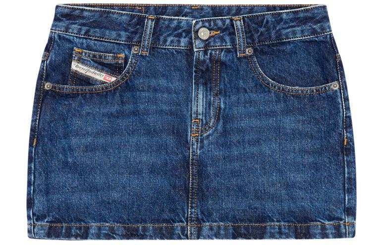 DIESEL DIESEL De Ron Whiskering Effect Denim Mini Skirt