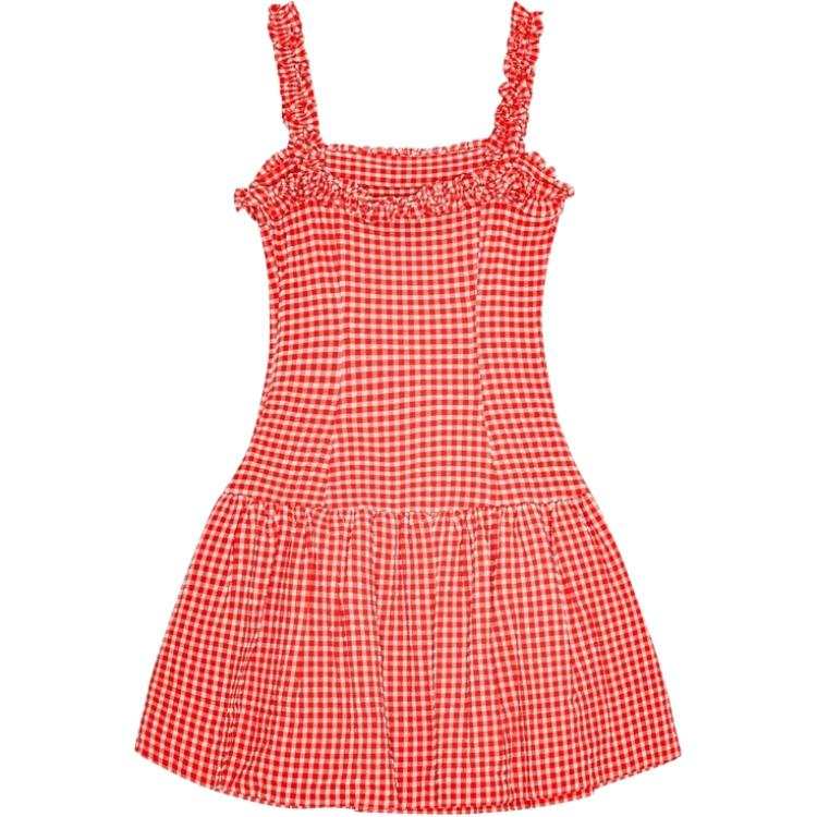 GANNI SS25 Slip Dress Women's Race Red