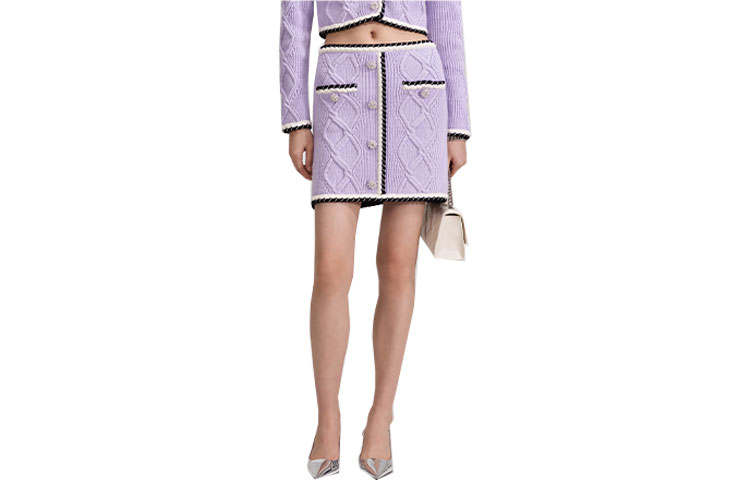 Self-portrait Self Portrait Casual Short Skirts Women's Purple Moderate Short A Line Skirt